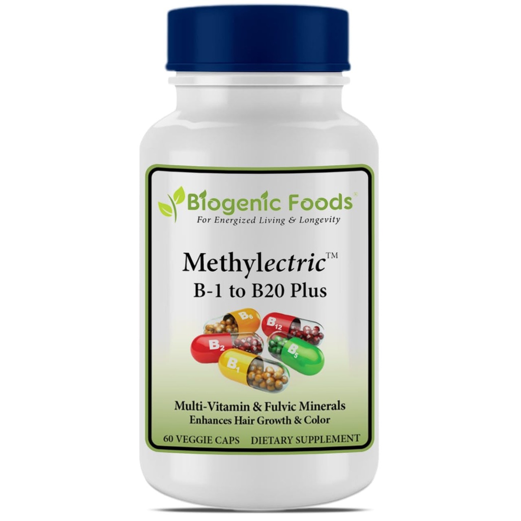 Complejo Metiléctrico B-50 - Metilizado B1 - B20 Multi-Vitamin y minerales Fulvic, Veggie Caps