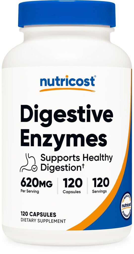 Nutricost Digestive Enzymes 620mg, 120 Capsules - Suplemento Digestivo completo