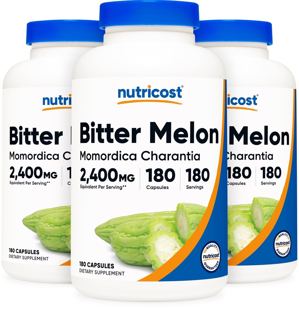 Nutricost Bitter Melon 600mg, 180 cápsulas (3 botellas)