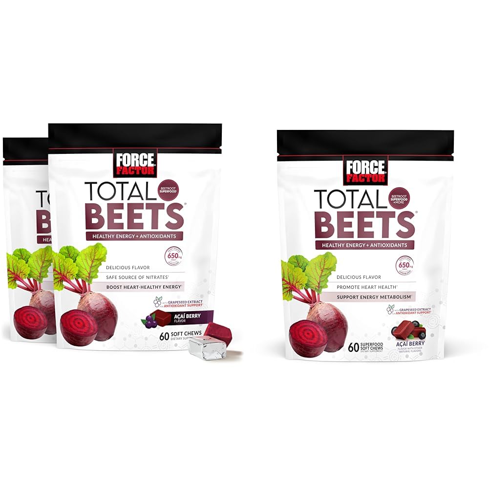 Factor de fuerza Hojas suaves con escarabajos, nitratos, L-Citrulline, Extracto de Grapeseado " Antioxidantes, Suplemento de energía saludable, 120 Cuenta 2-Pack " 60