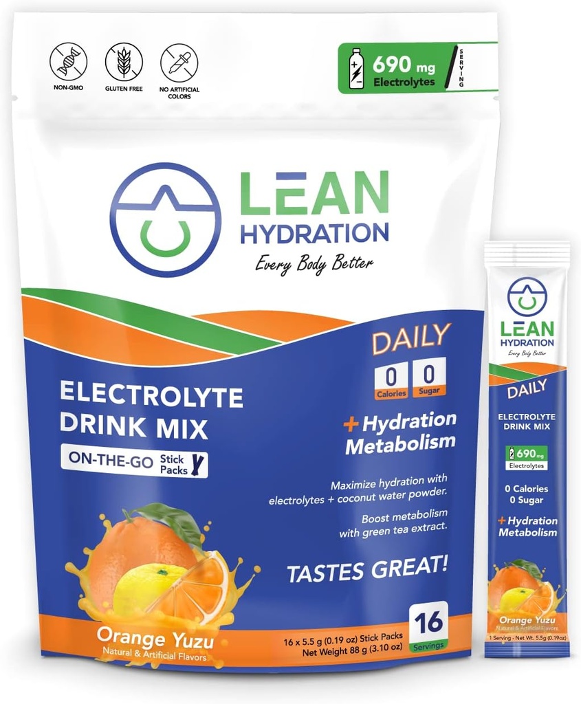 Paquetes de electrolitos diarios Beber mezcla Silenciosos Cero Calories, Cero Azúcar Plus Vitaminas, Minerales &amp; Más Silencio 16 ct (Orange Yuzu)