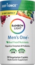 Multivitamina de luz arco iris para hombres, vitamina C, D & Zinc, Probióticos, Multivitamina de hombre proporciona soporte de inmunodeficiencia alta, no GMO, vegetariano, 30 Tablets