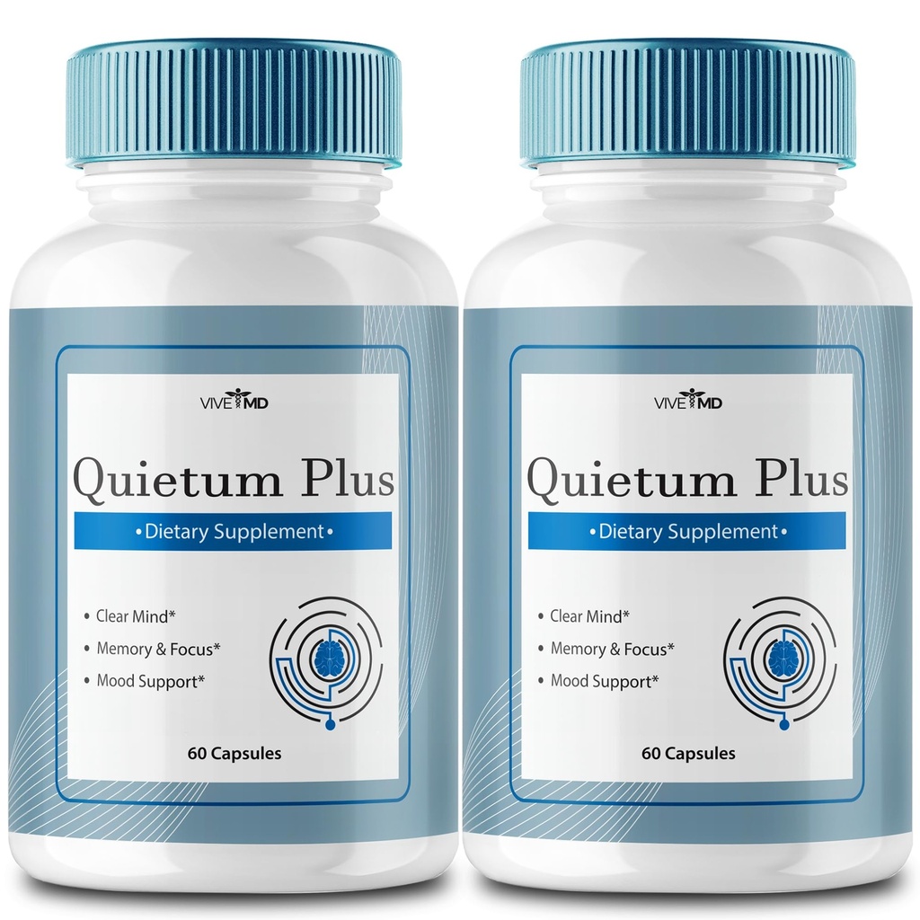 VIVE MD Quietum Plus Tinnitus Relief for Ringing Ears - Rapid Ear Ringing Relief, Clear Tinnitus y Holistic Tinnitus Tratamiento con 60 cápsulas por botella (2 Pack)