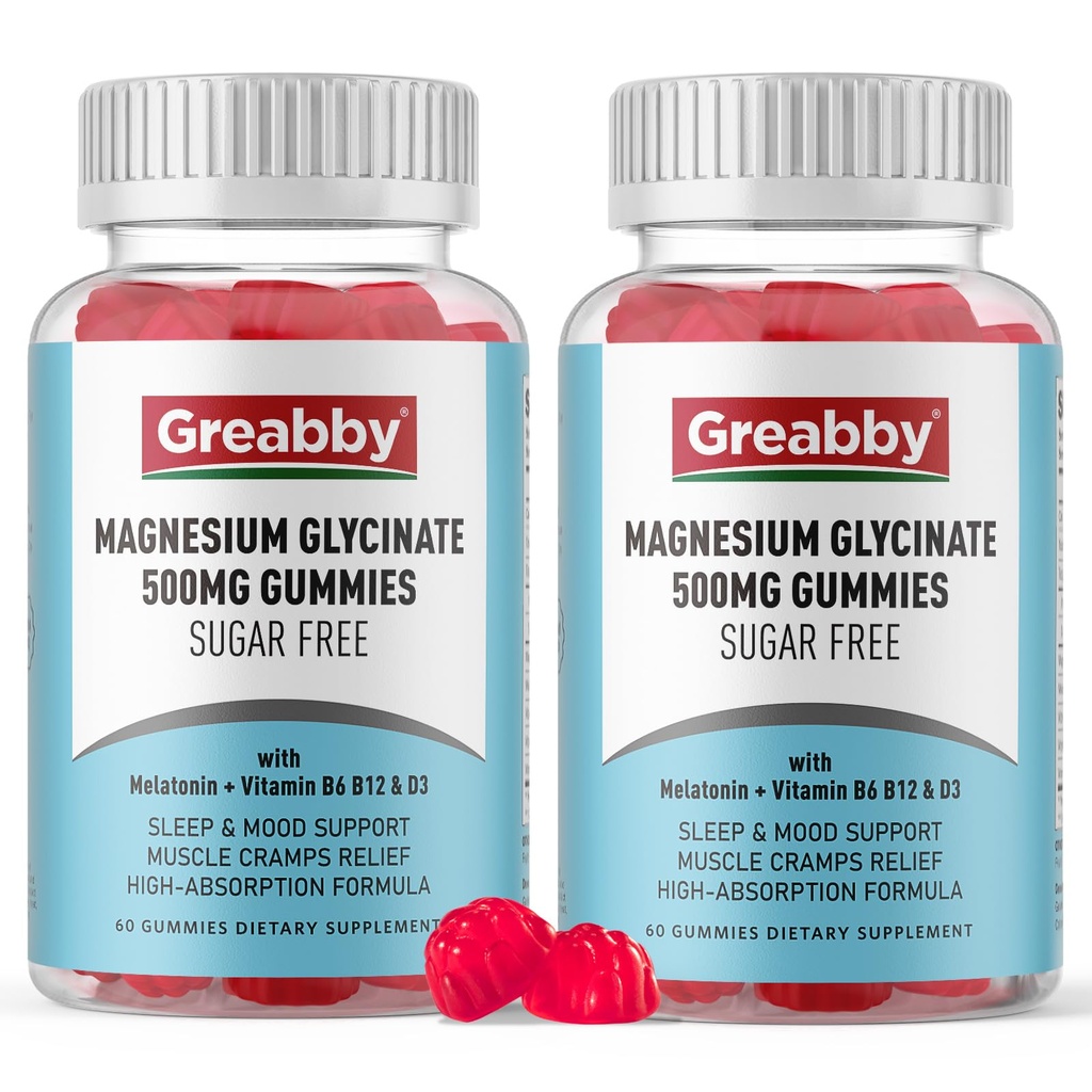 Magnesium Glycinate Gummies 500mg para adultos Apoyo al sueño, Gummies de Magnesio Chewable para Hombres, Muscle Relief &amp; Magnesium Supply (120 Gummies)