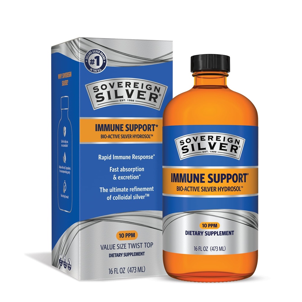 Soberana Silver Bio-Active Silver Hydrosol for Immune Support - Colloidal Silver Liquid -10 ppm, 16oz (473mL) - Calidad del valor