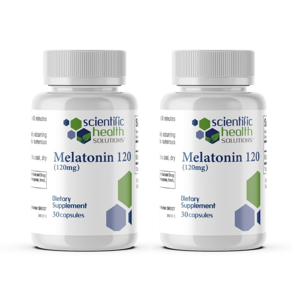 Melatonina 120mg ← Melatonina de dosis única en cápsulas fáciles de cambiar Ø Vegan, no Gluten-Free ← US-Made Extra Strength Melatonin (2-Pack)