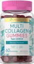 Carlyle Collagen Gummies ← 60 Conde ← Complejo Multi Collagen ← Belleza Fórmula Suplemento Silencio Mixed Berry Flavor ← Non-GMO, Gluten Free