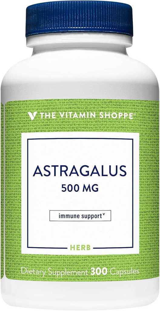 La vitamina Shoppe Astragalus (Root) 500mg - Suplemento herbal para apoyar las defensas naturales del sistema inmunológico - ayuda a construir resistencia, energía y vitalidad (300 cápsulas)