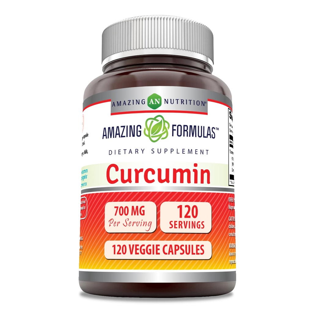 Amazing Formulas Curcumin Suplemento Silencio 700 Mg Silencio 120 Veggie Capsules  Turmeric Root Extract ← No-GMO Silencio Gluten Free TEN Made in USA
