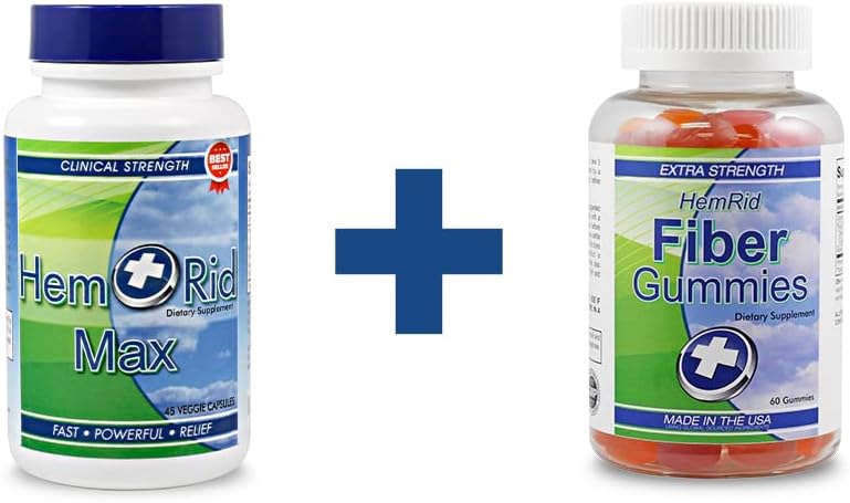 HemRid Max, Fiber Gummies - Proporciona un alivio rápido para picar, quemar, El Bundle de Defensa Dual