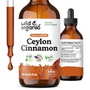 Wild &amp; Organic Ceylon Cinnamon Tincture 500 mg - Suplementos de canela líquido para soporte general - Extracto de corteza de canela de canela de canela de canela de canela de canela de canela de canela de canela - Vegan, Azúcar &amp; Sin alcohol, No GMO - 4 fl oz