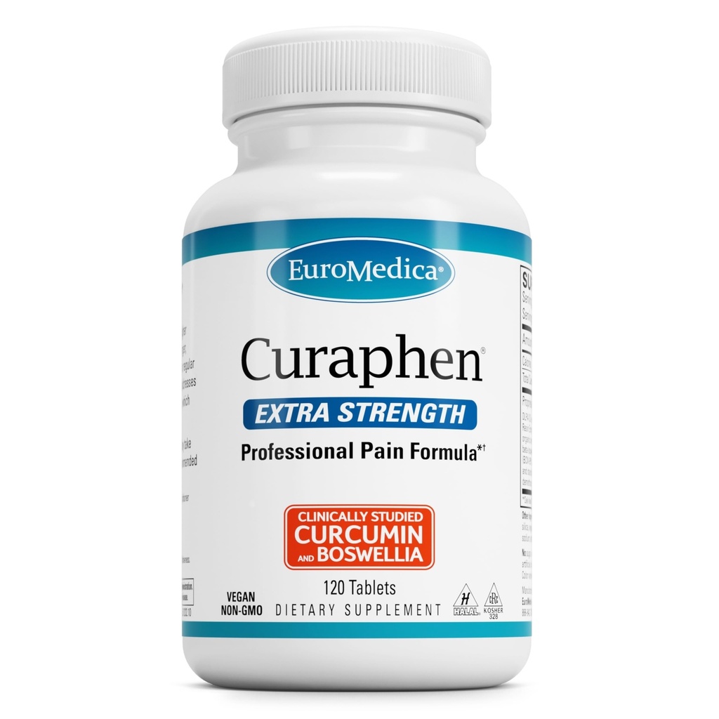 EuroMedica Curaphen Extra Strength - Curcumin " Boswellia Supplement for Healthy Circulation Support - Turmeric Supplement to Support Joints, Muscle Health " Endorphin Production - 120 Tablets