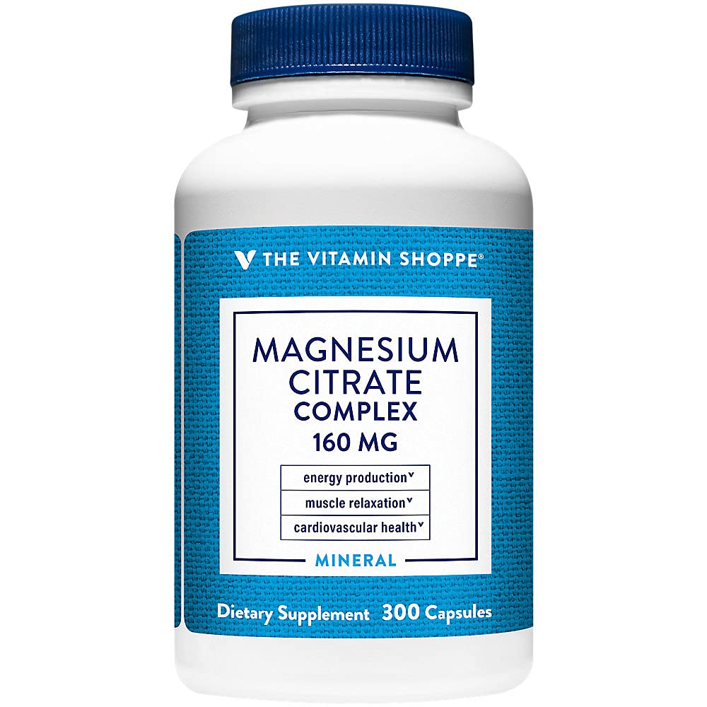 Complejo de Citrato de Magnesio de Vitamina Shoppe 160MG, Suplemento Mineral que soporta los huesos, dientes &amp; producción de energía (300 cápsulas)