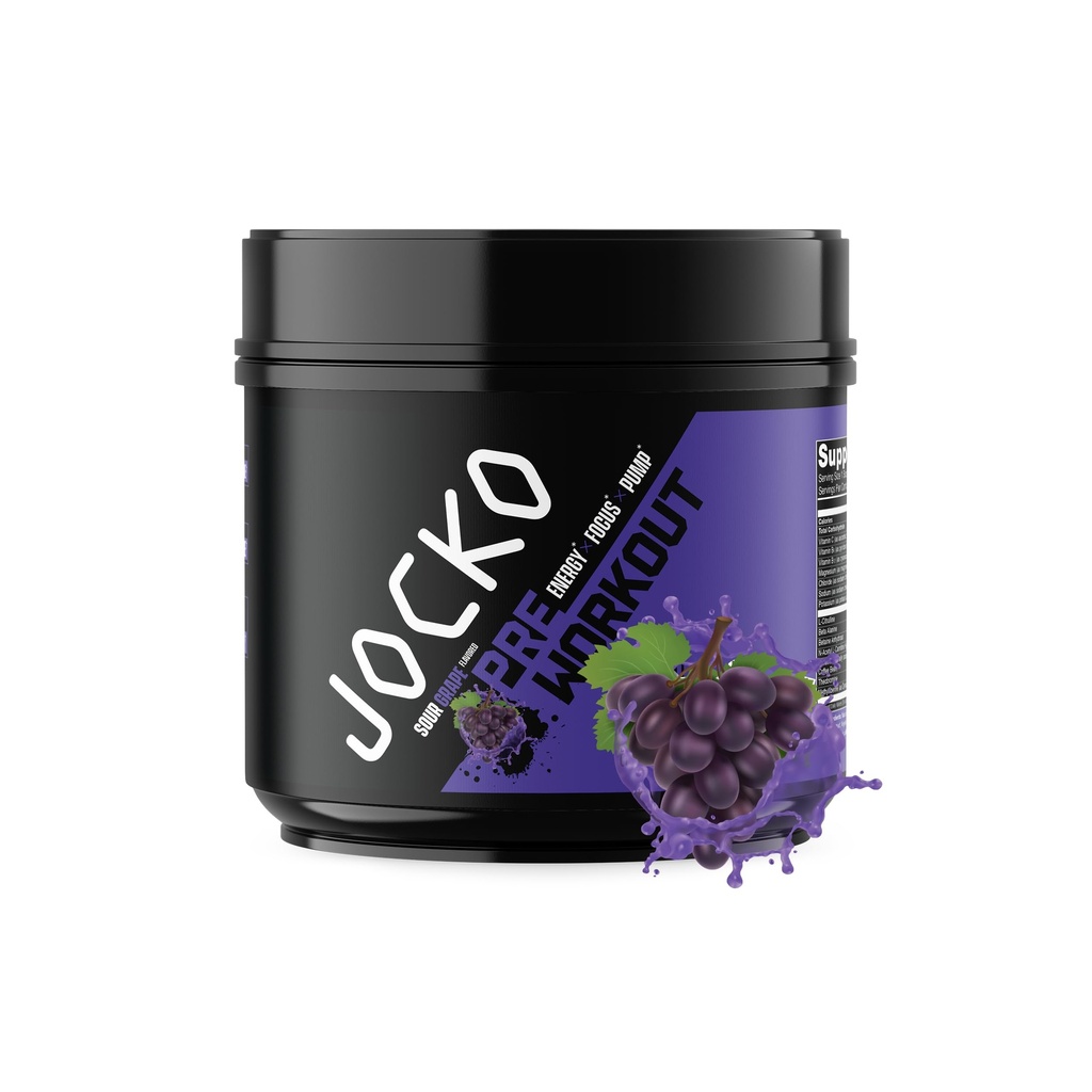 Jocko Fuel Ultimate Pre Workout Powder - Pre-Workout Energy Powder Drink for Men &amp; Women - High Stim Sugar-Free Nootropic Blend to Support Muscle Pump, Energy, & Recovery 200mg Caffeine Sour Grape