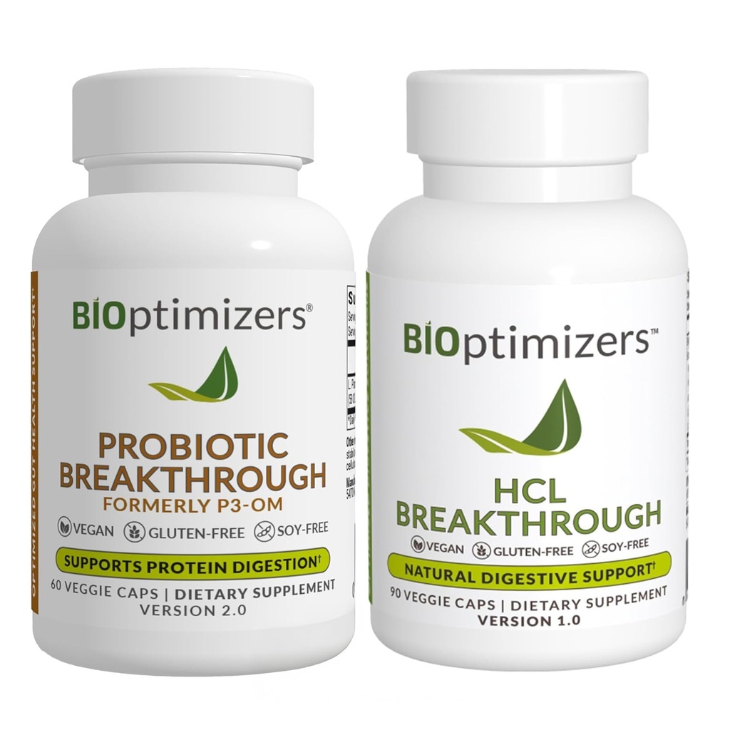 BiOptimizers - P3-OM (60 cápsulas) y HCL Breakthrough (90 cápsulas) Suplemento Bundle