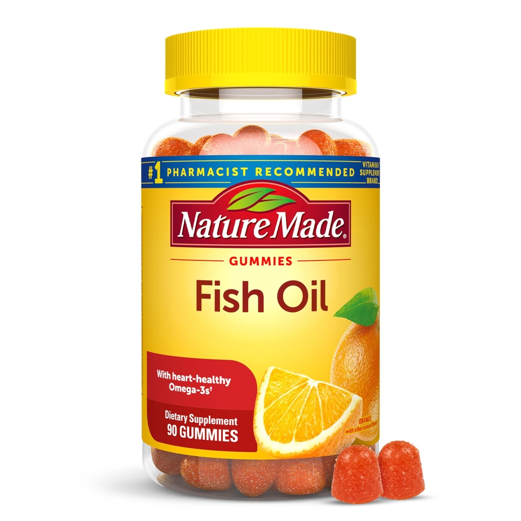 Nature Made Fish Oil Omega 3 Gummies, Omega 3 Fish Oil Suplementos, Healthy Heart Support, 90 Gummies, 45 Day Supply