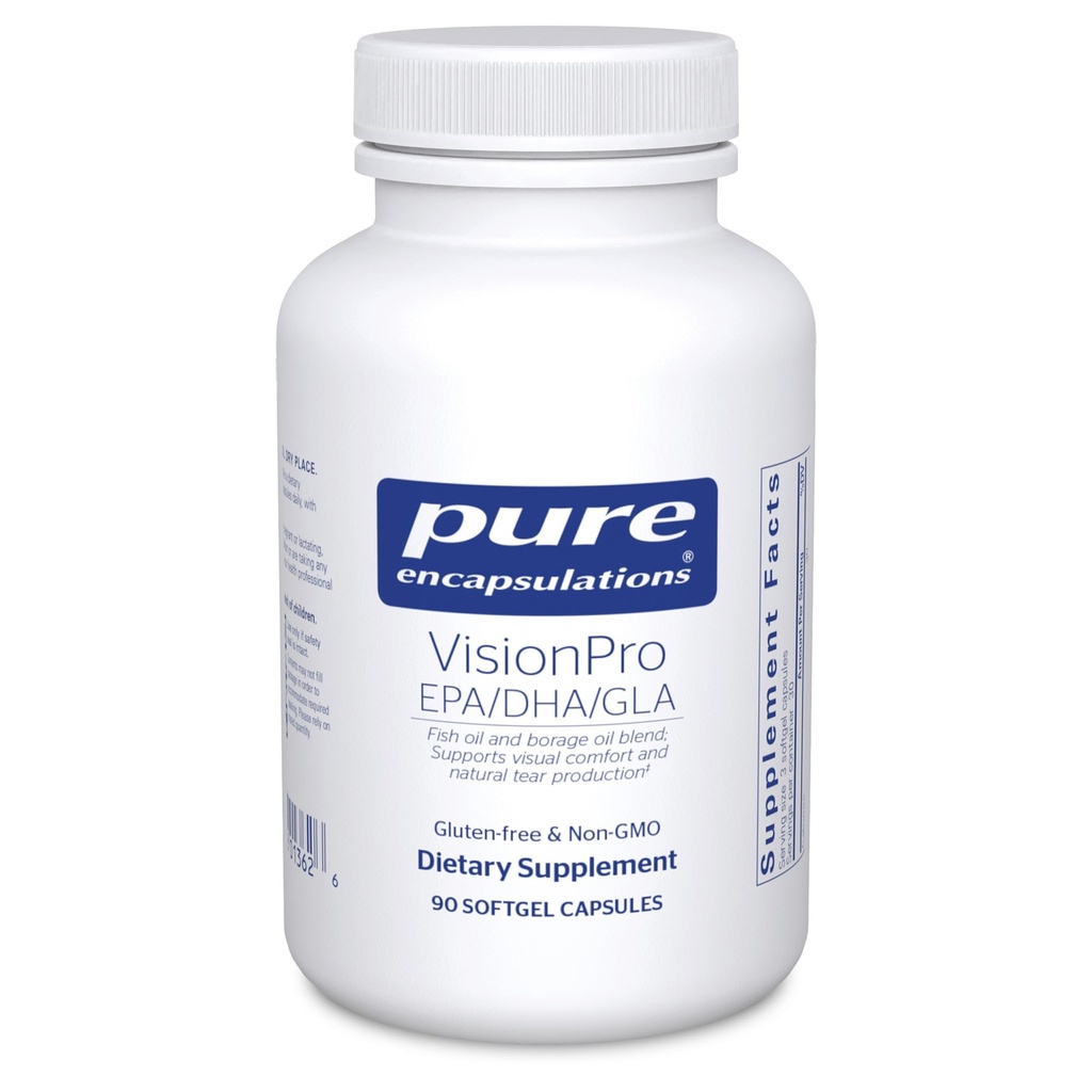Encapsulaciones puras VisionPro EPA/DHA/GLA Respuestas Natural Tear Production and Retention of Eye Moisture* TEN 90 Softgel Capsules