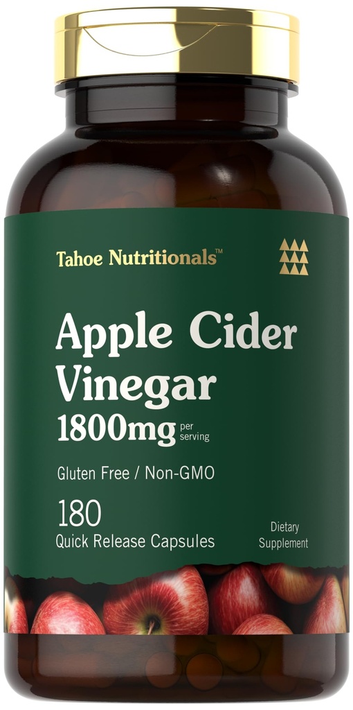 Tahoe Nutricionales Cápsulas de vinagre de manzana Silencioso 1800mg Silencio 180 Conde Silencio No Gluten-Free Suplemento