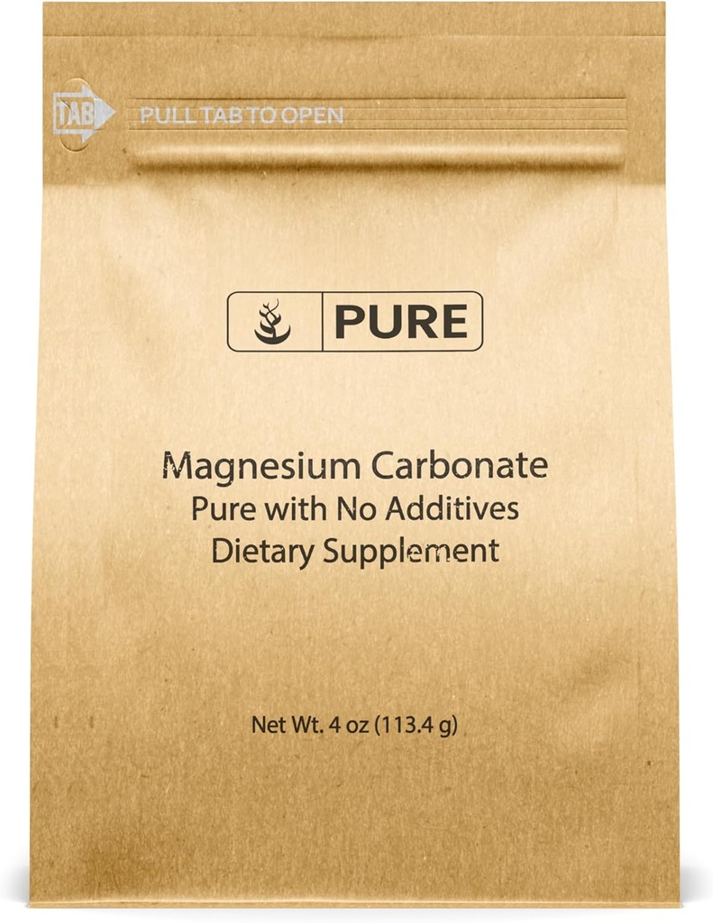 Ingredientes originales puros Carbonato de Magnesio (4oz) Suplemento de Magnesio, No GMO, Multi-Purpose