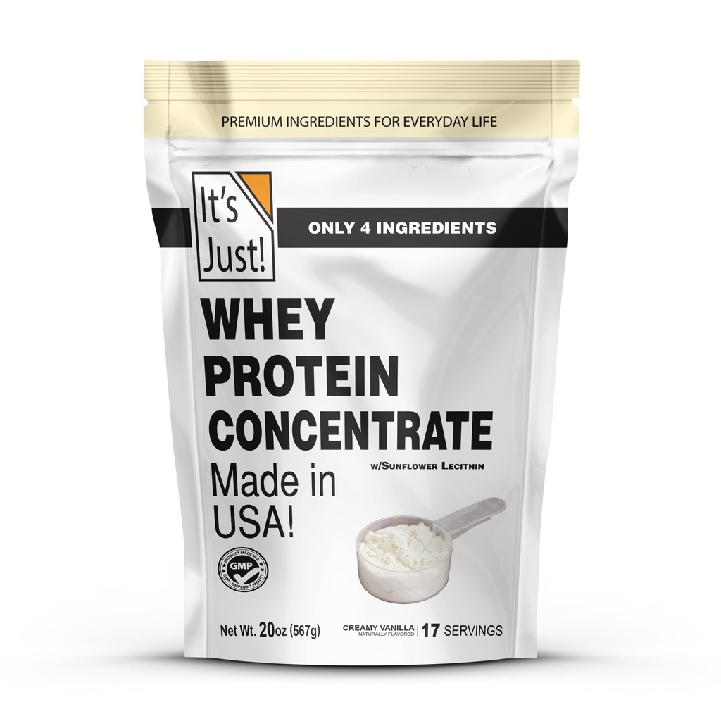 ¡Es sólo! - 100% Whey Protein Concentrate, Made in USA, Premium WPC-80, Natural Vanilla Flavor (1.25 libras, /Vanilla)