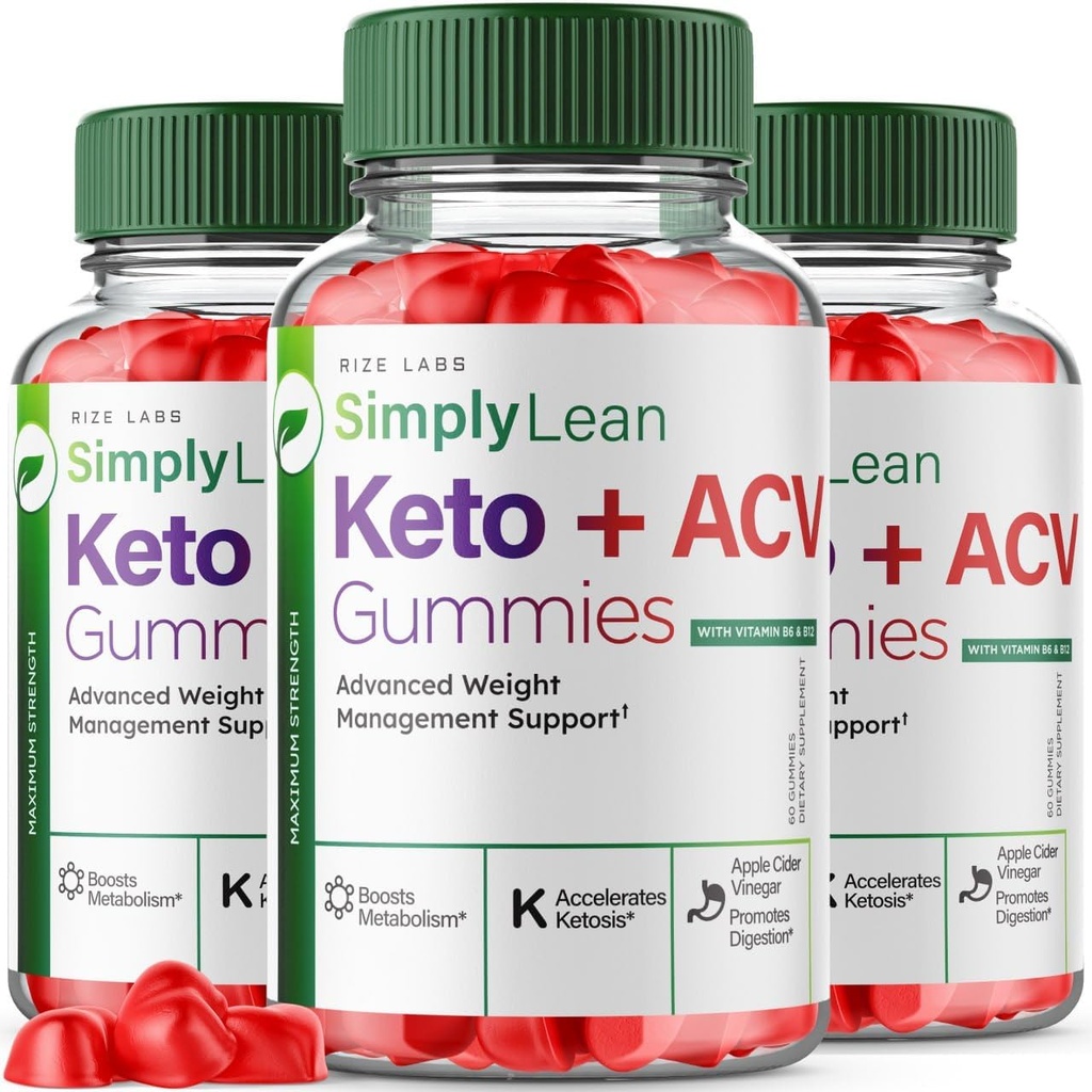 rize labs (Pack of 3 Simplemente Lean Keto + ACV Gummies for Advanced Weight Loss, Suplemento dietético, Maximum Strength Gomitas, Advanced Formula Review (180 Gummies)
