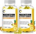 (2 Pack) Magnesium Glycinate Gummies 500mg, High-Absorption Magnesium Supplement with Calcium & Vitamins, Support Bone, Muscle, Night, Memory & Mood, Vegan, Non-GMO, 60 Condes, Pineapple Flavor