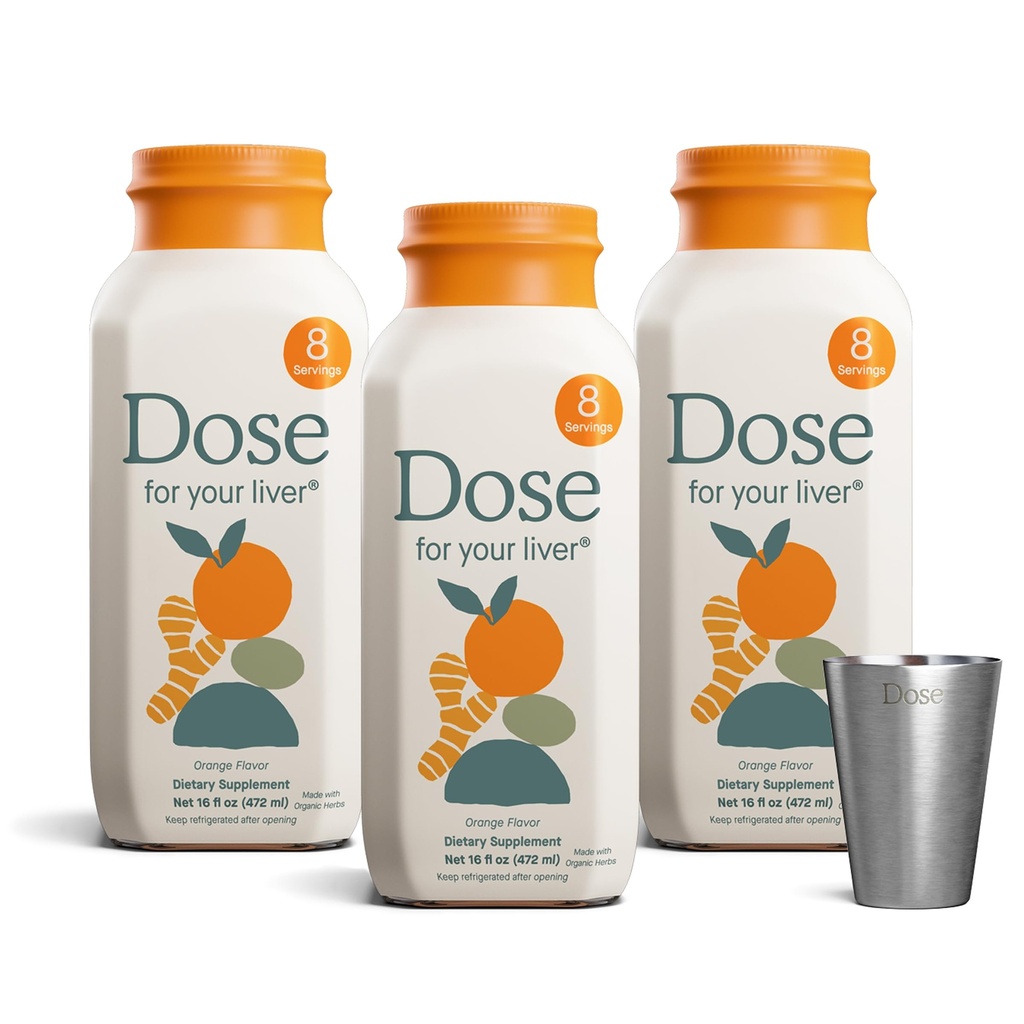 DOSE for Your Liver Cleanse Detox " Repair, Made with Organic Milk Thistle Supplement with Turmeric, Dandelion, Ginger, and Orange, Supports Healthy Liver Function,16oz Bottle, 3 Pack (3 Week Supply)