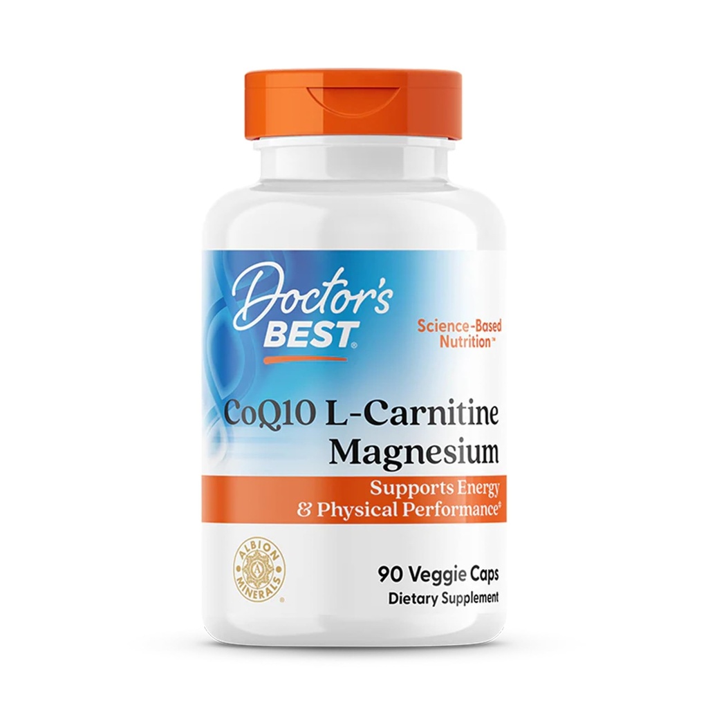 Doctor's Best CoQ10 L-Carnitine Magnesium Supplement - Energy & Exercise Support for Men & Women, Naturally Fermented Coenzyme Q10, Gluten Free, Soy Free, Vegan Formula - 90 Veg Caps