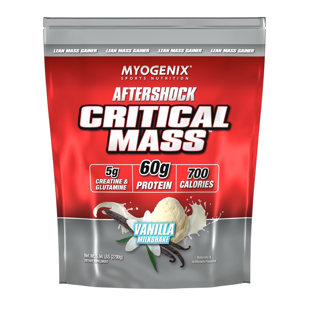 Myogenix Critical Mass Gainer – Muscle Mass Weight Gain Suplemento, Zero Lactose Whey Protein Powder – Anabolic Whey Protein – Vanilla (5 libras)