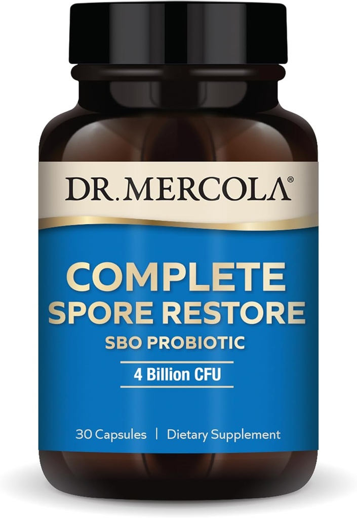 Dr. Mercola Complete Spore Restore, 30 Servings (30 Capsules), SBO Probiotic, 4 Billion CFU, Suplemento dietético, apoya la función saludable de la inmunología, no GMO