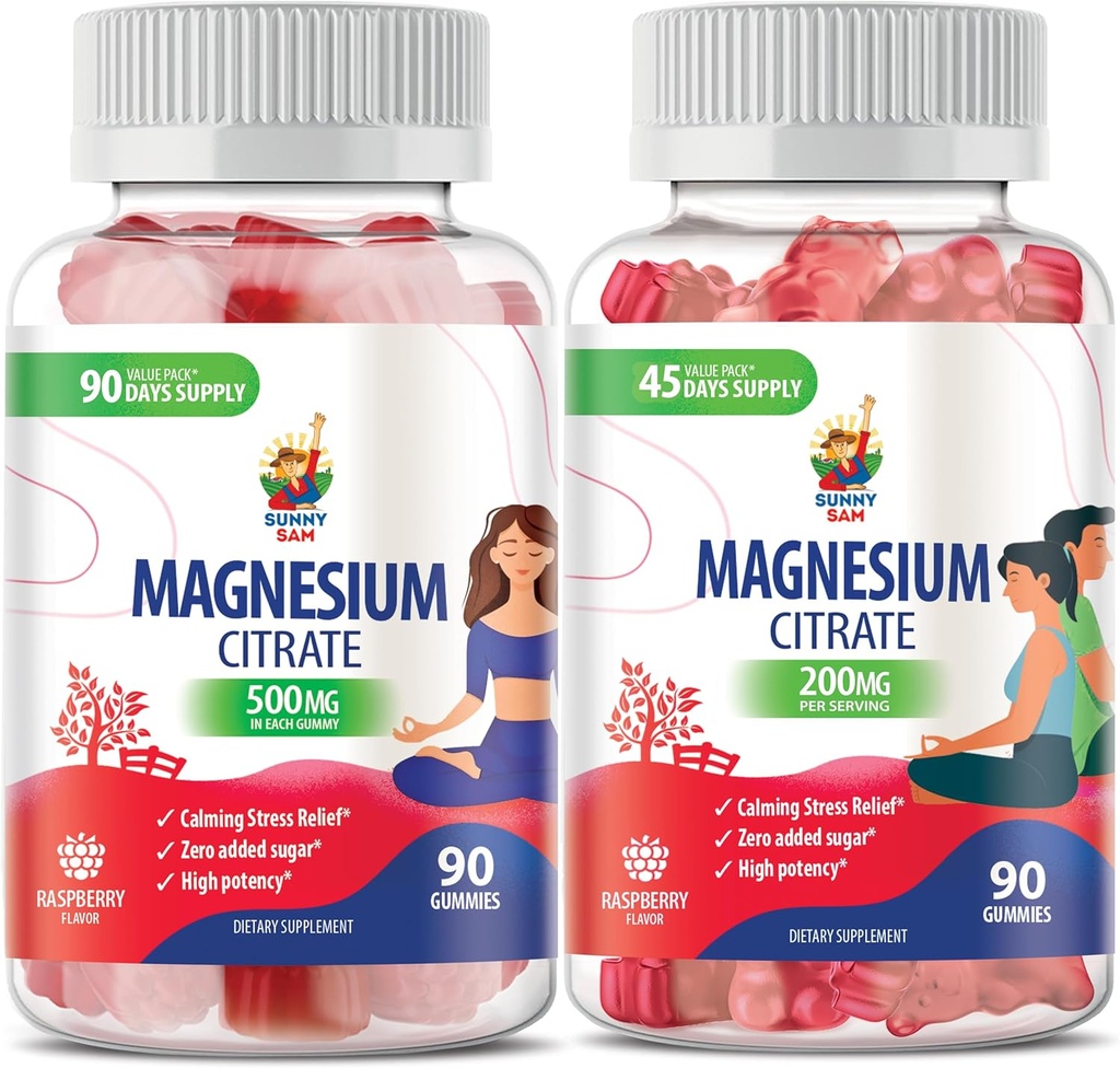 Magnesio Gummies para adultos y niños - Magnesio calmado Chews - Citrato de magnesio Suplemento Chewable para Mood & Muscle Support
