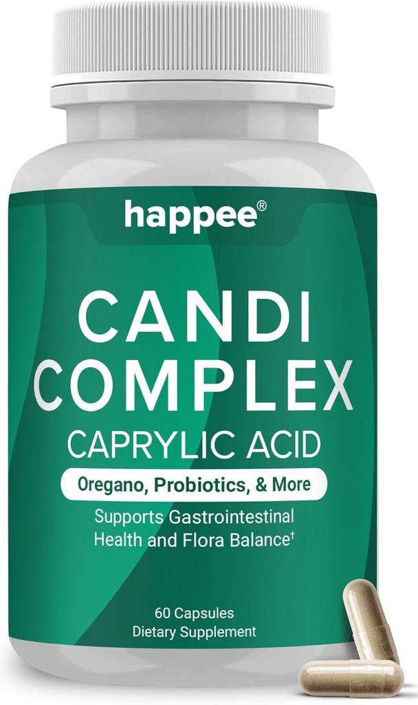 Suplemento Complejo de Candida – Limpieza de Candidato para Apoyo al Hacinamiento – Ácido Cúrgico, orégano y Probióticos para Balance de Levadura, Soporte Gut & Immune – 60 Caps