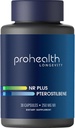 ProHealth NR + Pterostilbene. Promueve la longevidad, la energía y el envejecimiento saludable. Protege Corazón + Salud cerebral. Soportes Reparación celular. 250mg Niagen Nicotinamide Riboside + 40mg Pterostilbene, 30 Caps
