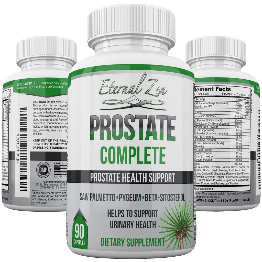 Prostate completa Herbal Health Support Suplementos para Hombres, Saw Palmetto Stinging Nettle Pygeum Beta-sitosterol Reishi Shiitake, 90 Conde Capsule