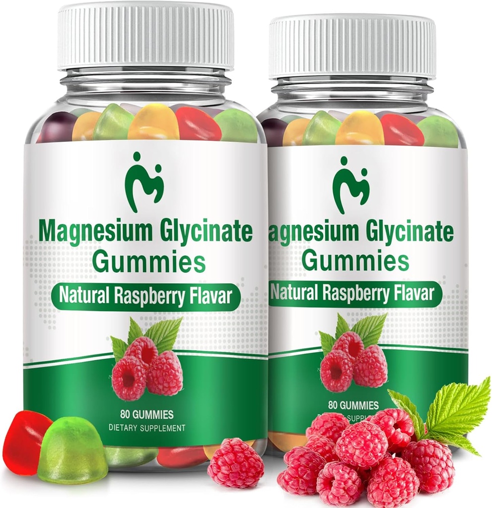 Magnesium Glycinate Gummies for Adults & Kids, 2 Packs Gotas de Magnesio Calma Chewable para el sueño, Magnesium Glycinate 400mg, Stress & Muscle Relief, Magnesium Potassium Suplemento
