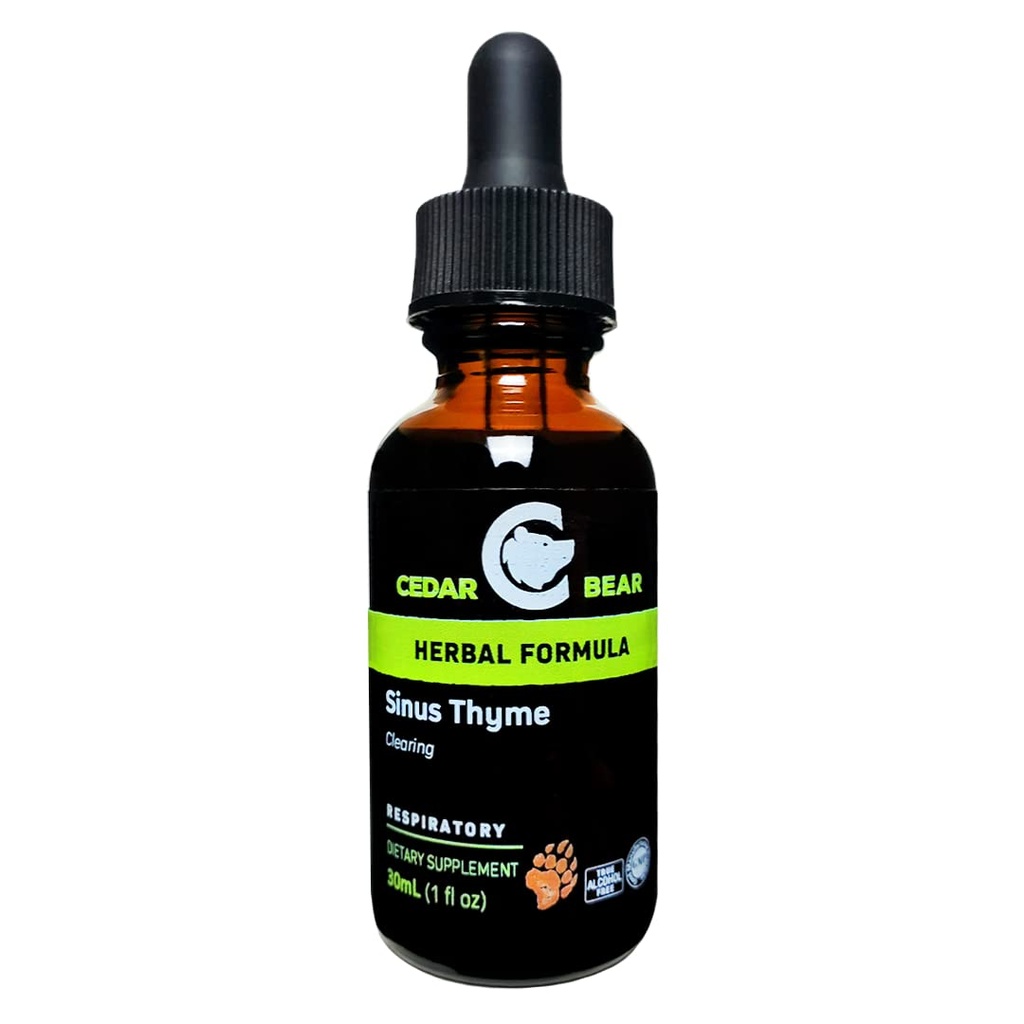 Cedar Bear Sinus Thyme a Liquid Herbal Suplemento que soporta el funcionamiento claro en los Sinuses y Mejoras Funciones Inmunitarias 1 fl oz / 30 ml