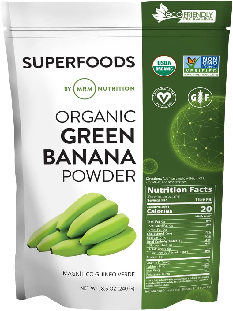 MRM Nutrición ecológica verde plátano Polvo Silenciosos Superalimentos  High-Fiber ¦ Flour Alternativa Anterior Fiber prebiótico  sometida 40 Servings