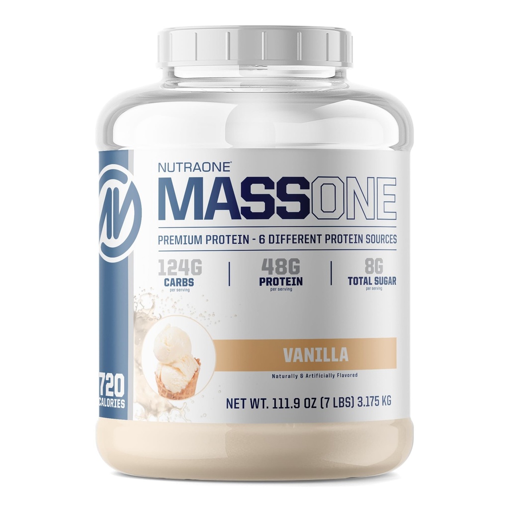 NutraOne Massone Gainer Protein Powder Gain Mass Protein Meal Reemplazo (Vanilla - 7 lbs.)