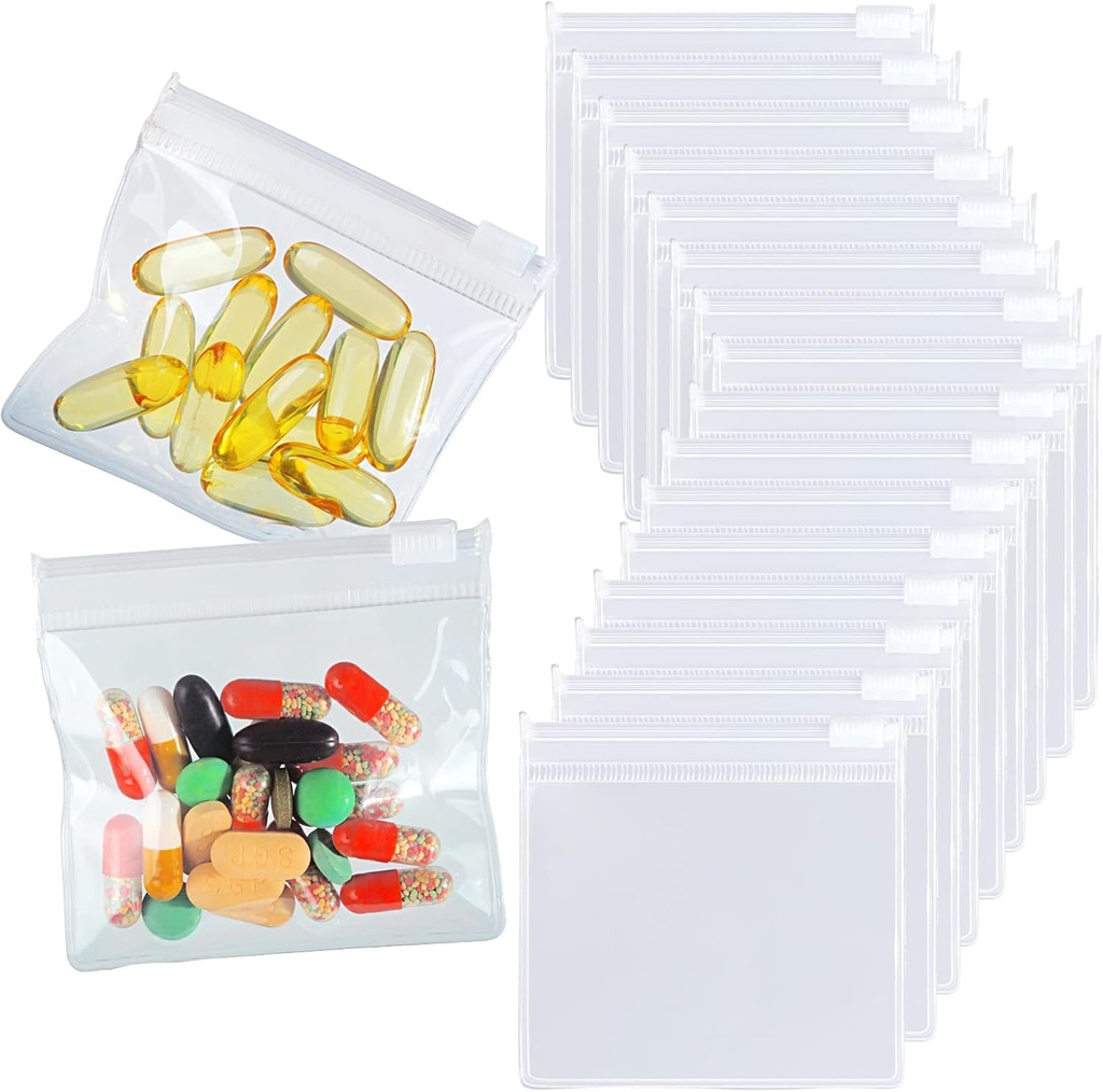 36 paquetes bolsas de bolsas de píldoras BPA bolsas de píldoras gratis 12mil 3 x 2.75 pulgadas transparentes pequeñas cremallera reutilizable bolsas de medicamentos sellado bolsas de cobre para la medicina de viaje Organizador, joyería, piezas pequeñas de artesanía