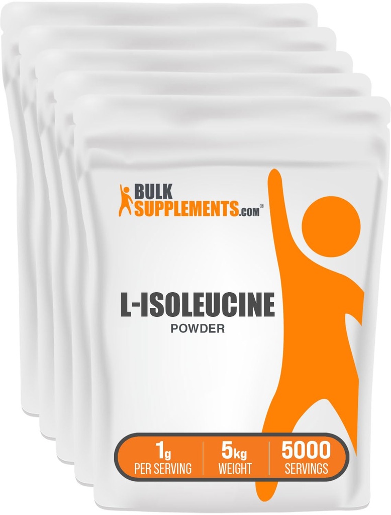 BulkSupplements.com L-Isoleucine Powder - BCAA Powder, Amino Acid Suplemento Nutricional - Vegan &amp; Gluten Gratis, 1g por Serving, 1kg (2,2 libras) (Pack of 5)