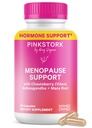 Pink Stork Menopause Support for Women - Hot Flash, Mood, Sleep, Weight, Cortisol & Hormonal Balance - Vegan, Estrogen-Free Perimenopause Relief - Ashwagandha, Maca - 60 Capsules