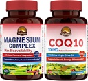 Vitalitown Heart Health Bundle (Pack of 2) Silencio Magnesium 4-in-1 Complex (Item 1) & CoQ10 100 MG (Item 2) Silencio 120 Magnesium Capsules & 120 CoQ10 Softgels