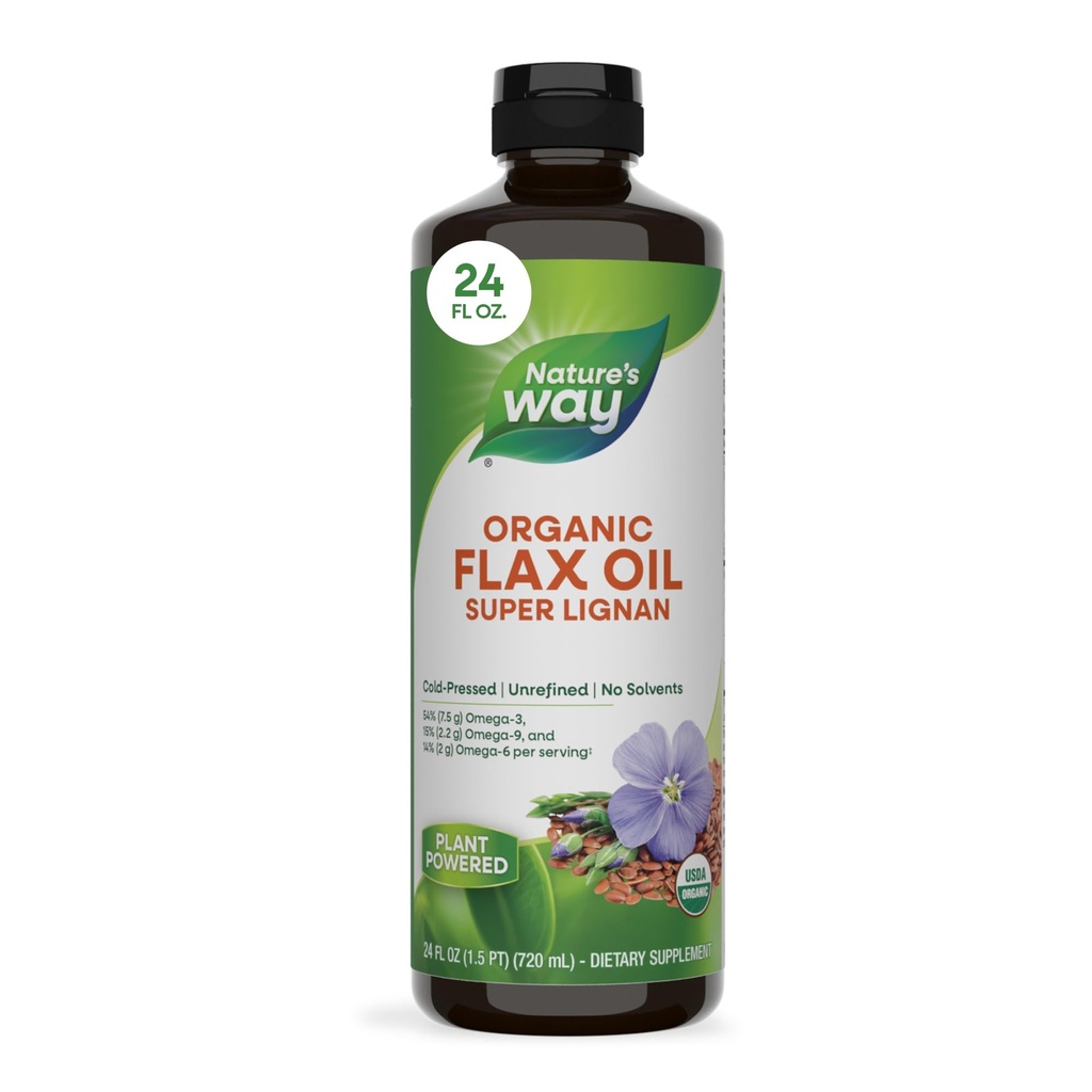 Camino de la naturaleza Orgánica Flax Oil Super Lignan, Presionado frío y sin refinar, 24 Fl Oz