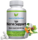 Soporte Nerve - Alivio Nerve avanzado con ácido lipoico alfa 650 mg - Vitaminas Nerve para la grasa de las manos, las piernas y los dolores de pie - 60 cápsulas / 30 Day Supply