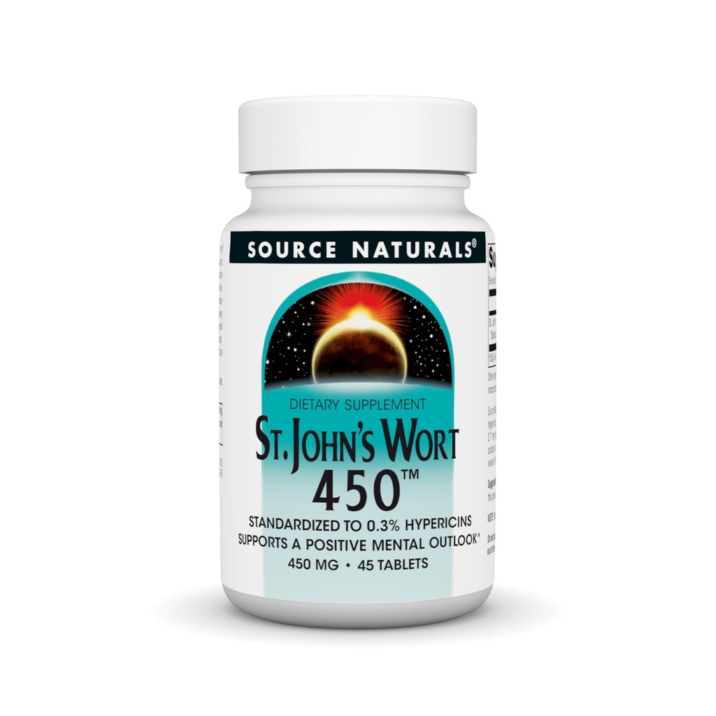 Fuente Naturals St. John's Wort 450 mg Admite una Perspectiva Mental Positiva - 45 Tablets