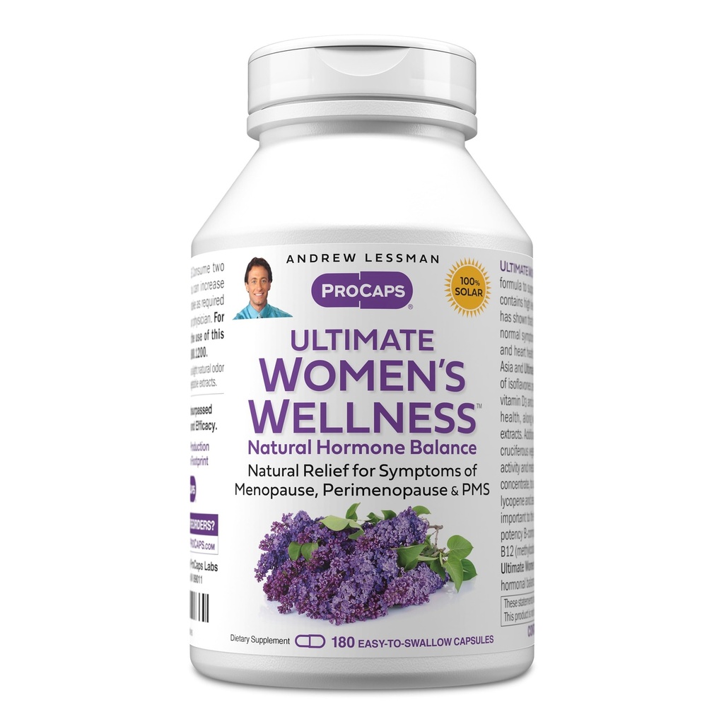 ANDREW LESSMAN Ultimate Women’s Wellness 180 Capsules - Naturally Relieves Menopause Symptoms, PMS, Perimenopause with Soy Isoflavones, EGCG, Cranberry, Indole-3-Carbinol. Cápsulas fáciles de absorber