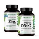 EMERALD LABS Vitamina D3+K2 (60 Caps) " Zinc 25mg (90 Caps) - Bone Health, Heart Support, Immune Support, Digestive Health, Oxidative Stress Support - Sin gluten