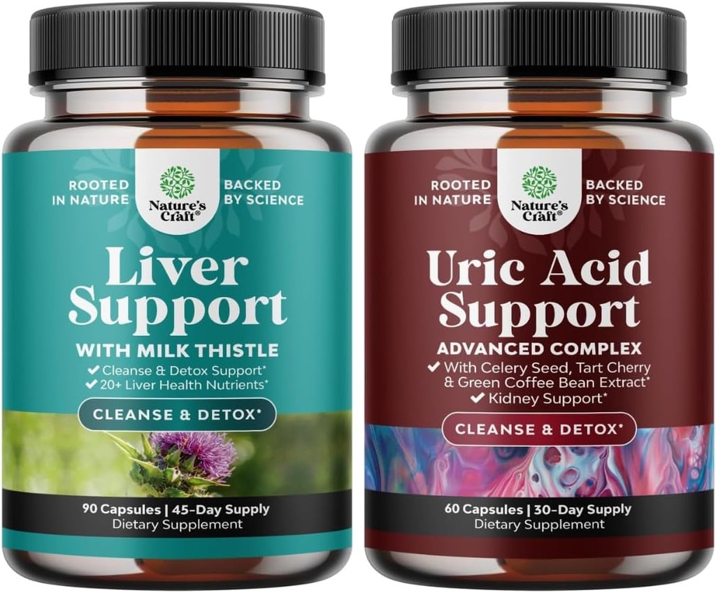 Bundle of Liver Cleanse Detox " Repair - Silymarin Milk Thistle with Dandelion Root " Artichoke Extract and Green Coffee Bean Extract for Uric Acid Cleanse " Detox - Turmeric Tart Cherry " Celery Seed