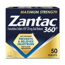 Zantac 360 Tablas máximas de fuerza, 50 Cuentas, Prevención y Alivio de acidez, 20 mg Tabletas
