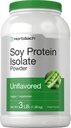 Horbaach Soy Protein Isolate Powder Silencio 3 lb ← Desflavorado Silencio para Mujeres y Hombres Silencio Vegetariano, Vegano, No GMO, y Gluten Gratis